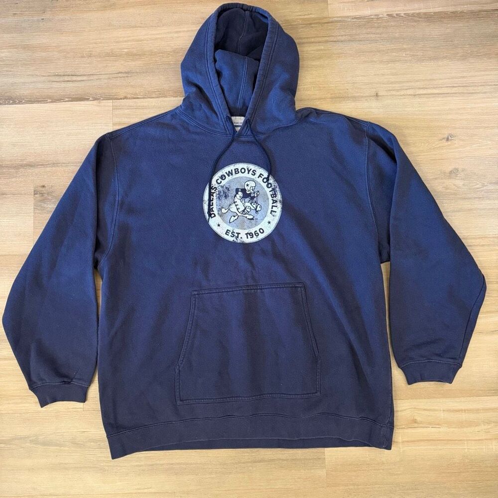 Vintage Dallas Cowboys Reebok Blue 2X Pullover Hoodie Football NFL Game Day 90s